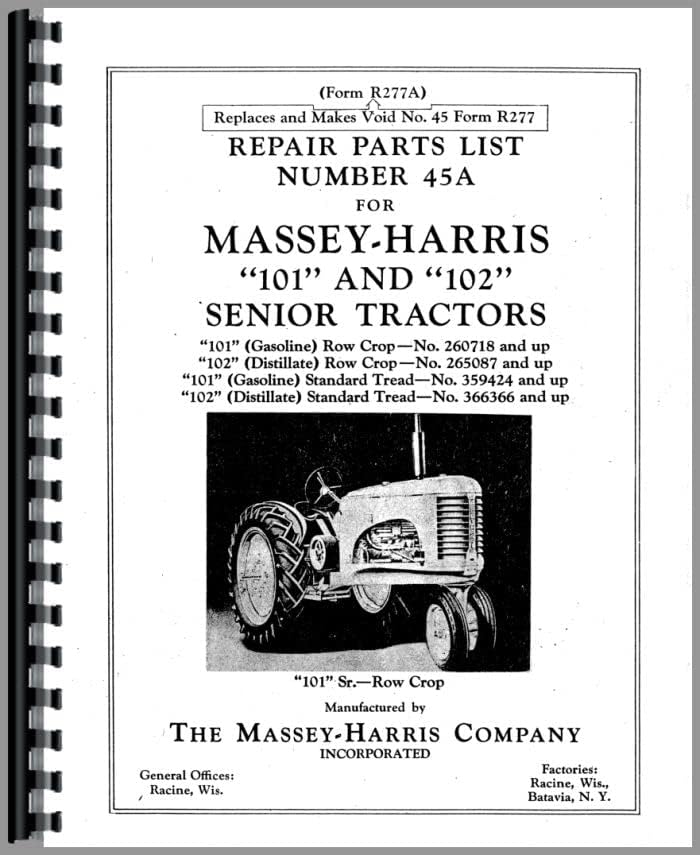 Miniatura 3 de Jensales Parts Manual Compatible with Massey Harris 102 SR Tractor