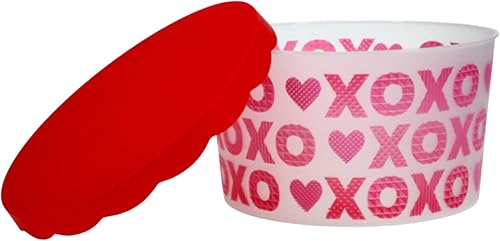 KS - Tuberas de plástico de San Valentín con tapas de festoneada recipiente redondo para alimentos para galletas caramelos recipientes cubos de
