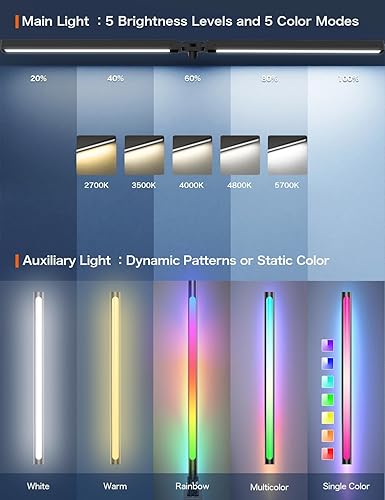 Miniatura 2 de Lámpara de escritorio LED con abrazadera, lámpara de escritorio de arquitecto para oficina en casa, 24 W ultra brillante con iluminación de ambiente