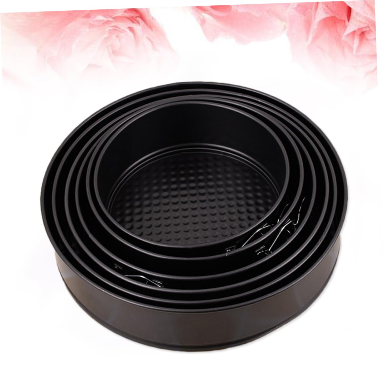DECHOUS 6pièce Moules à Cake Ronds Antiadhésifs Acier Avec Fond Nid Abeille Pour Pâtisserie Pour Maison Fête Mariage Noir