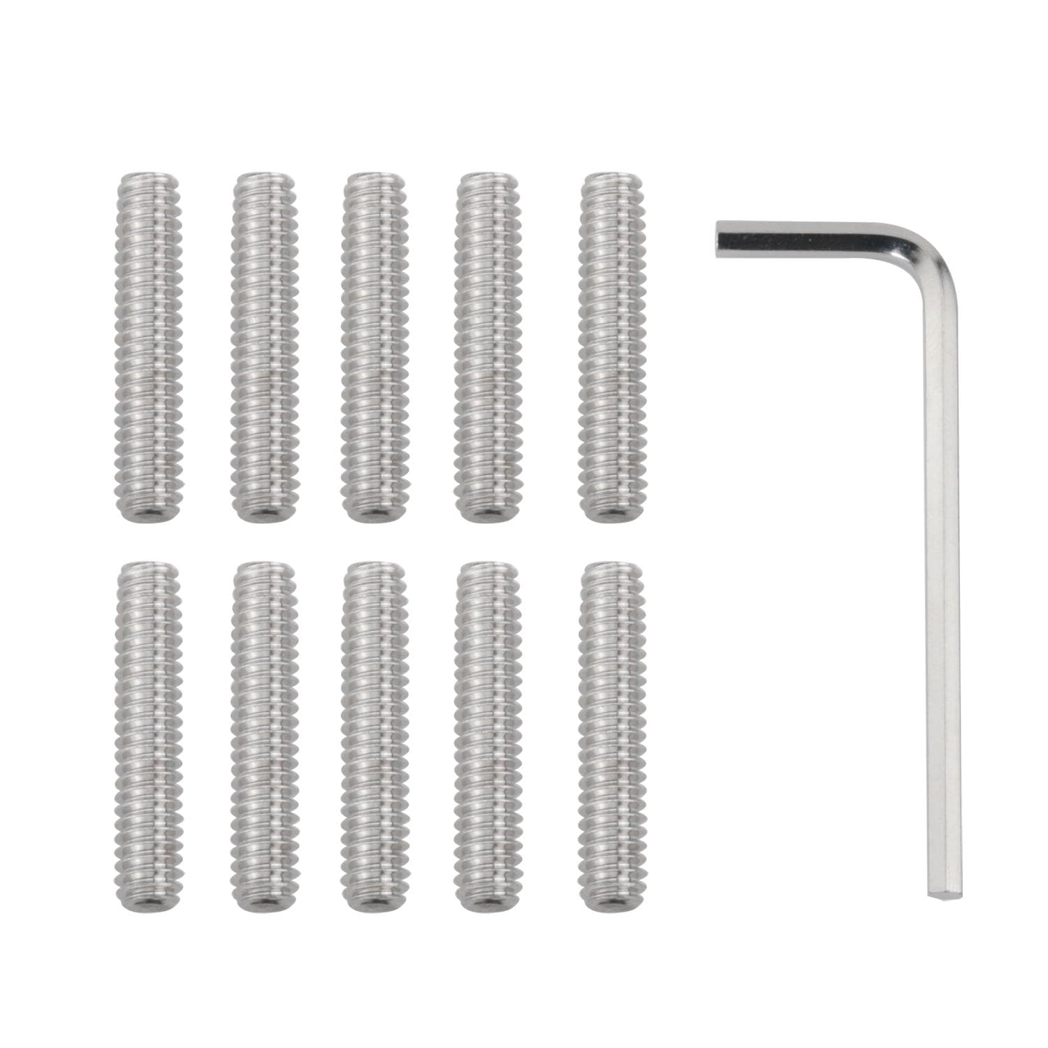 DGBRSM 10pcs 304 Stainless Steel Hexagon Socket Set Screws, 1/4-20 * 1-1/4 with Hex Driver Wrench
