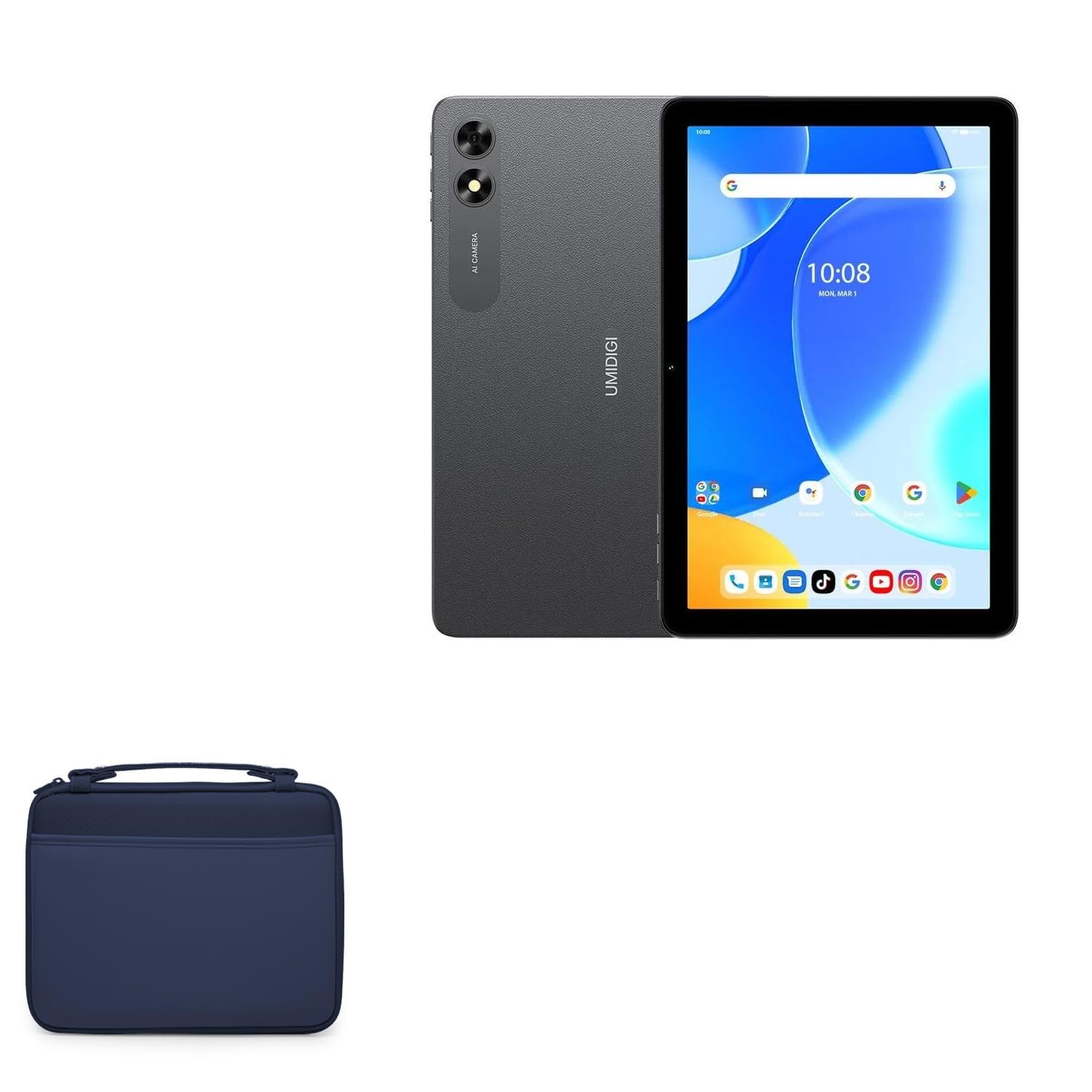 BoxWave Case Compatible with Umidigi G3 Tab Ultra - Hard Shell Briefcase, Slim Messenger Bag Briefcase Cover Side Pockets - Navy