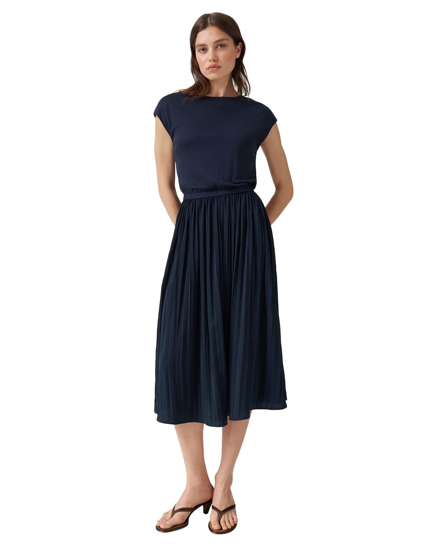 OPUS Damen Midikleid | Plissiertes Midikleid mit Jerseytop