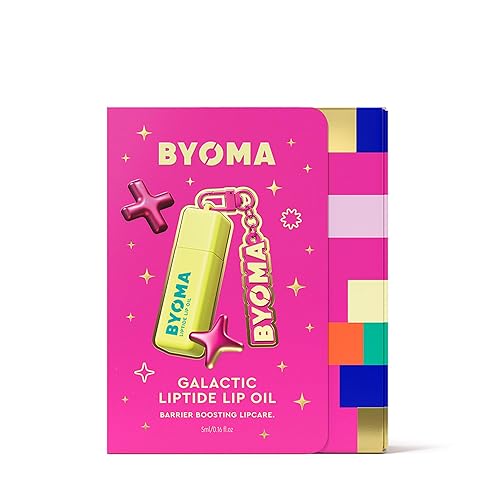 BYOMA Galactic Liptide Lip Oil (5ml) – Non-Sticky Gloss with Peptides & Avocado Oil - Softens, Plumps, Hydrates, Vegan - Includes Exclusive Liptide Keychain - Galactic Liptide