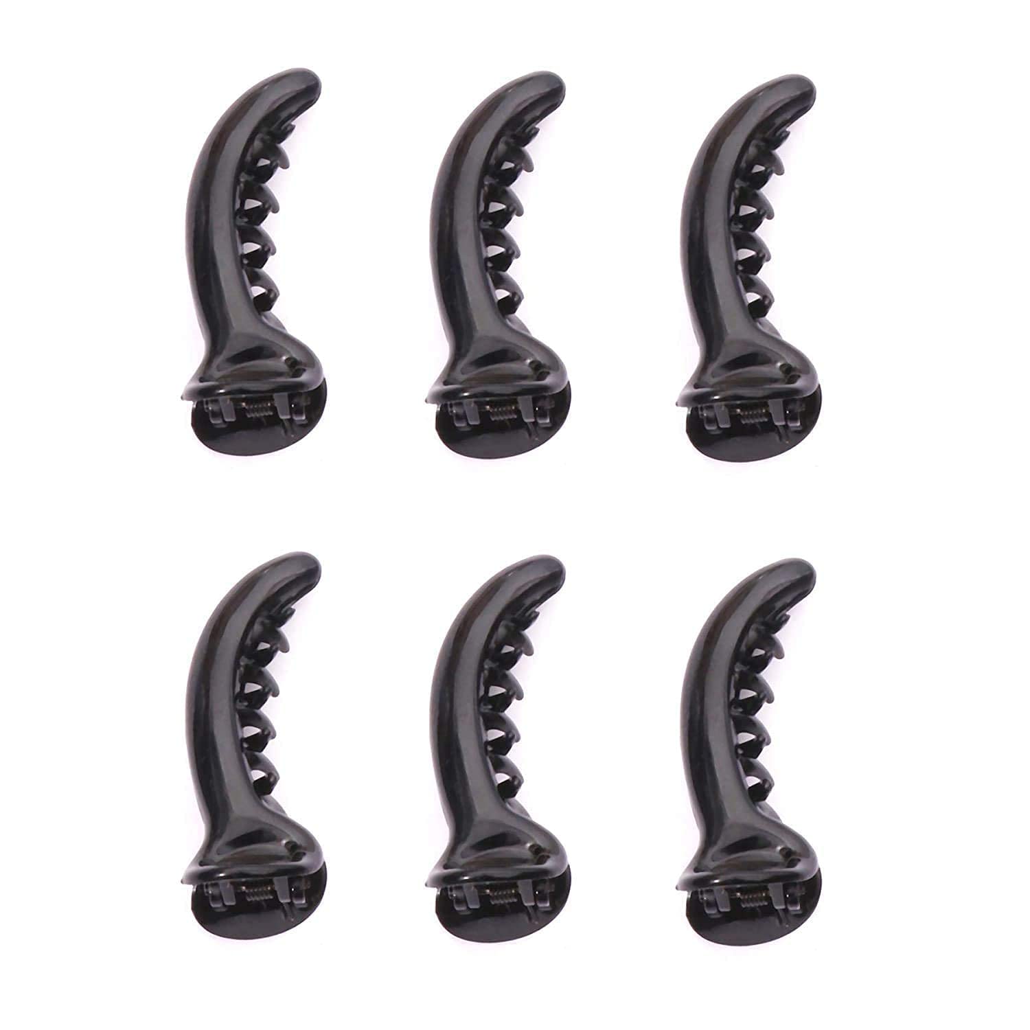 Black and Multicolor Banana Hair Clip for Women & Girls | Non-Slip Claw Clip | Glossy Finish Resin Hair Accessory | For Thick, Curly & Long Hair | Stylish Daily Use Claws (Black 6)