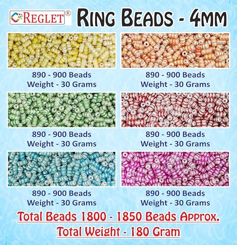 Image of 1200 Pcs Ring Crystal Beads for Bracelet Making Kit, DIY Beads for Jewellery Making Kit,Beading, Beadwork, Crafting, Embroidery, Bead Craft, Pearls for Craft - Multicolour, 180g, 10mm*4mm