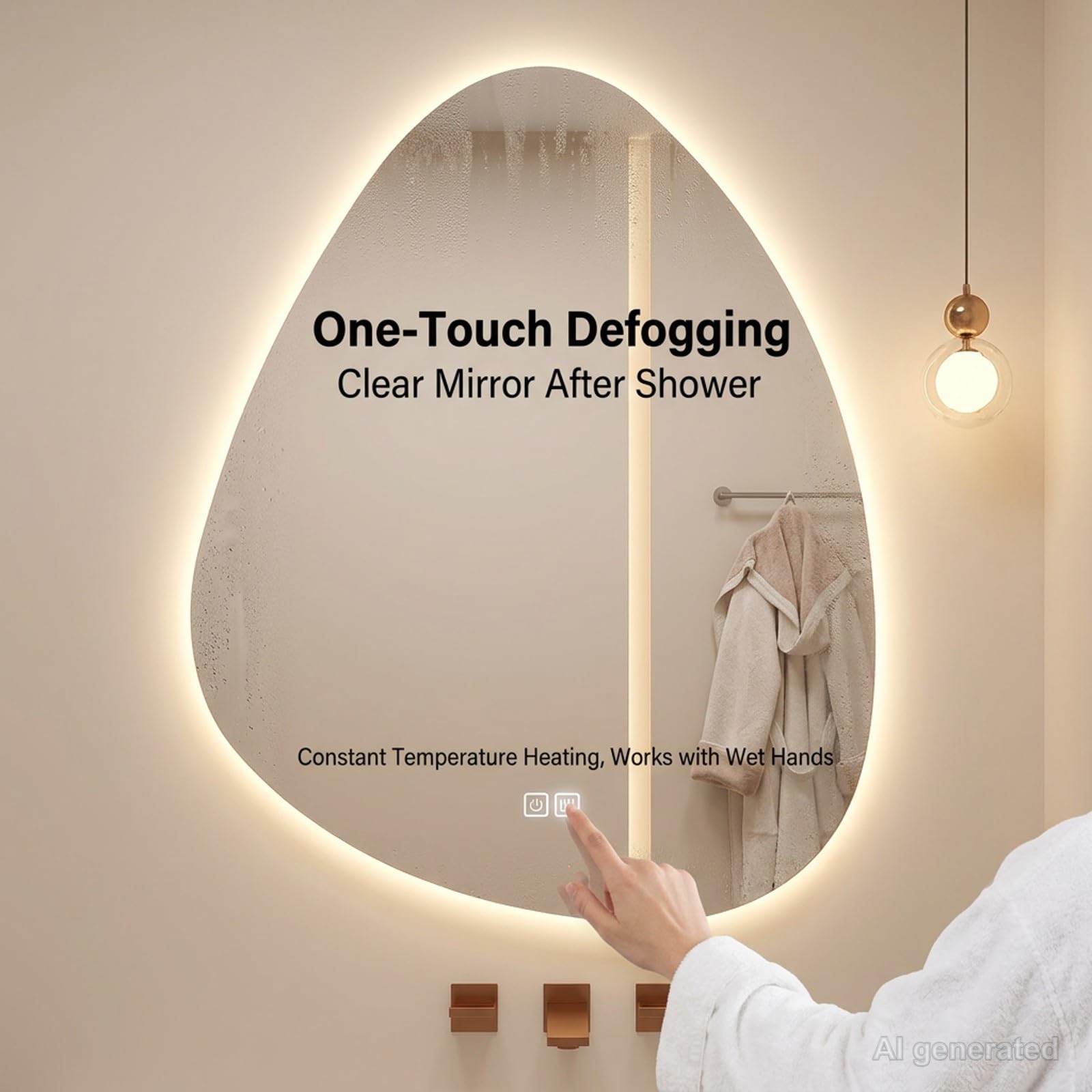Specchio Bagno LED Irregolare Parete Dimmerabile Antiappannamento