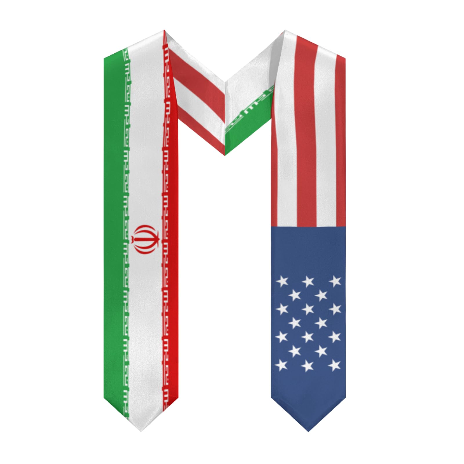 Iran Iranian United States Flag Graduation Stole Sash Shawl for Men Women Thickened V-Neck Scarf for International Students Teachers Study Aboard Graduate Gift 72 inches Unisex