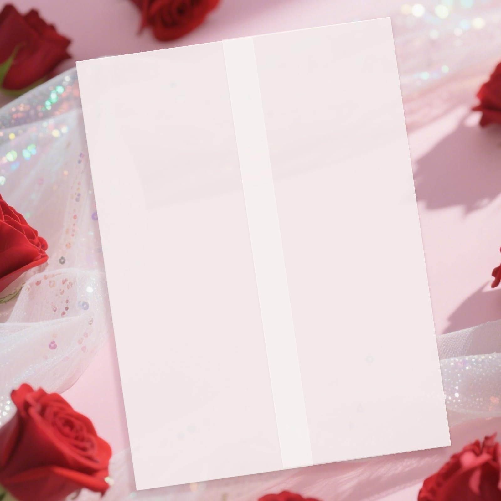 Photo 1 of 120 Pack Pre-Folded Vellum Jackets for 5.5x7.5 Invitations, Translucent Vellum Paper 5.5x7.5 Jackets, 100GSM Wedding Invitations Wraps, Envelope Liners for Birthdays, Baby Showers