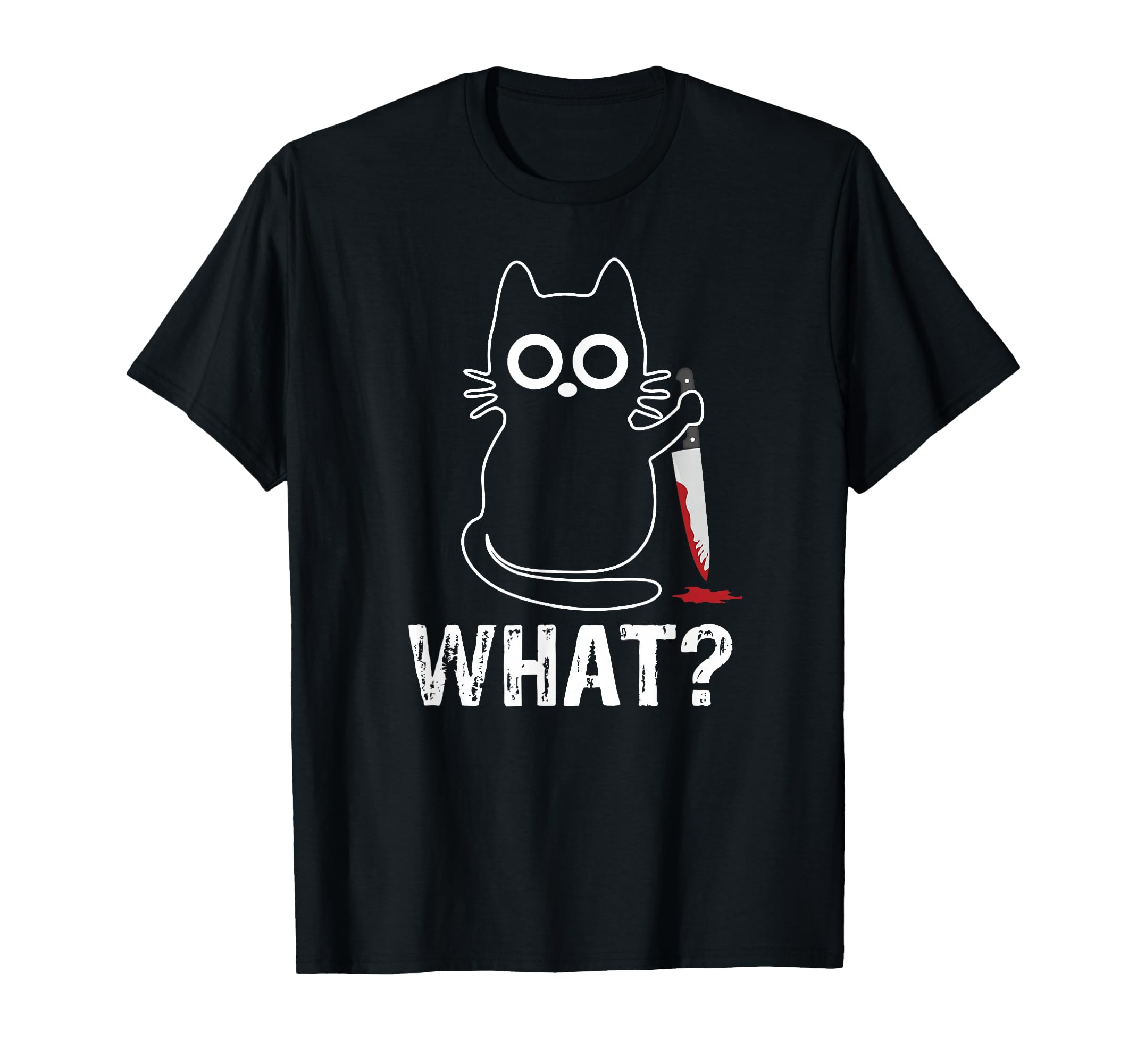What? - Funny Cat with Knife Graphic Design T-Shirt