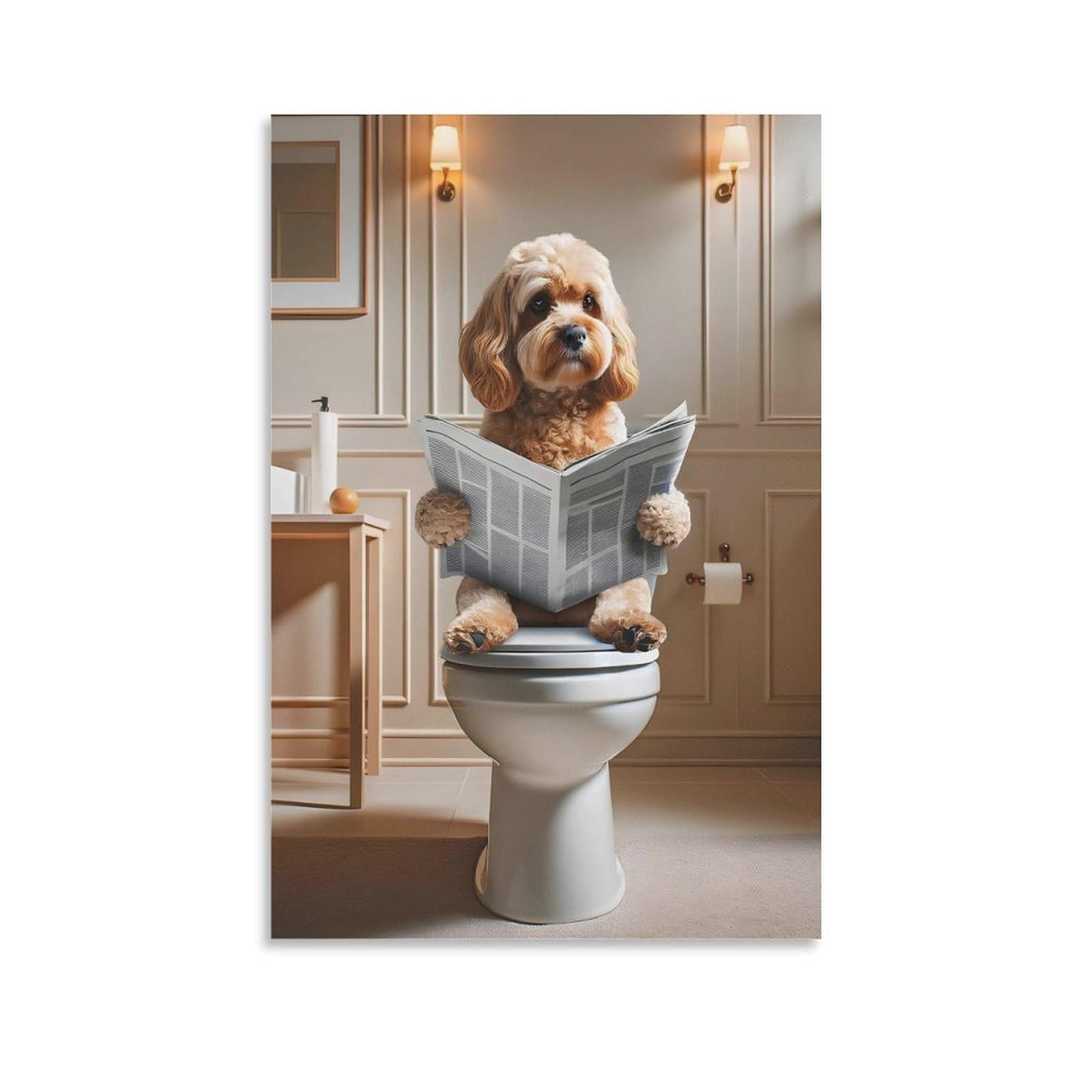 Gqvcjsw Cavapoo Dog, Funny Bathroom Decor Canvas Poster Bedroom Decor Landscape Office Room Decor Gift 08X12inch(20X30cm)