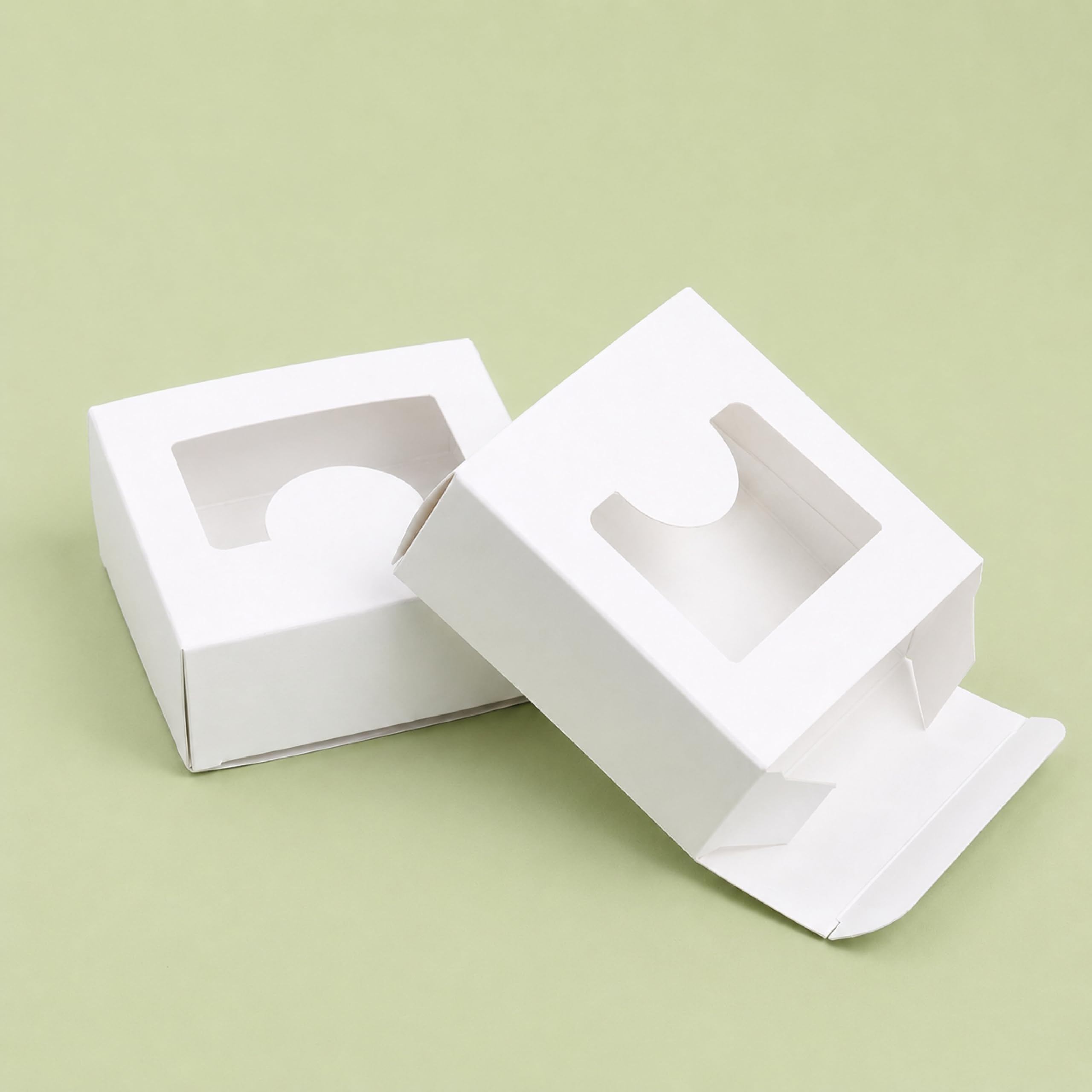 Kraft Paper Square Soap Box With Window | White | Pack of 25 | 8 x 8 x 3 cm | Suitable For Soap, Cookies, Perfume, Jewellary & Small Gift Packaging | Transparent Display | Eco-Friendly-image-15