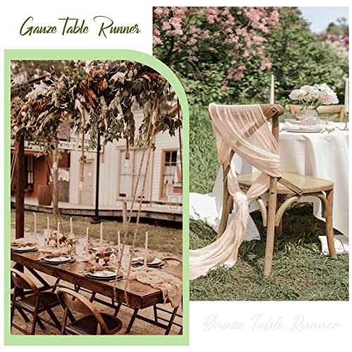 Sajoo Cheesecloth Table Runner Gauze Table Runners Sand 13.3Ft 8 Pack Long Boho Gauze Table Runner Rustic Sheer Table Runner For Wedding Decor Baby Bridal Shower Birthday Party Decorations #TOP5