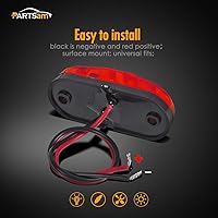 Vista 6 de Partsam Luz LED Ovalada Ámbar Roja de 2.5" con 2 Diodos para Remolque de Camión, Luz de Gálibo Marcadora Lateral 4PCS, Montaje en Superficie, Luces