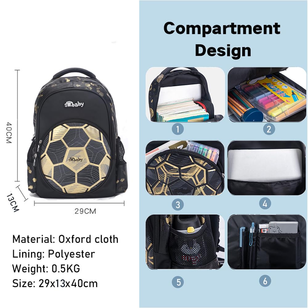 Cartoon Fußball Rucksack Set - 40x30x13 Cm + Schlüsselanhänger | Oxford Stoff, Für Schule & Freizeit