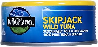 Wild Planet Skipjack Wild Tuna, Sea Salt, Keto and Paleo, 3rd Party Mercury Tested, 5 Ounce (Pack of 12)