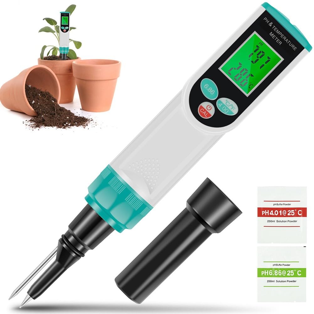 Misuratore di pH digitale per alimenti con sonda di temperatura, per calibrazione automatica e pasta madre ATC, carne, formaggio, suolo e giardinaggio