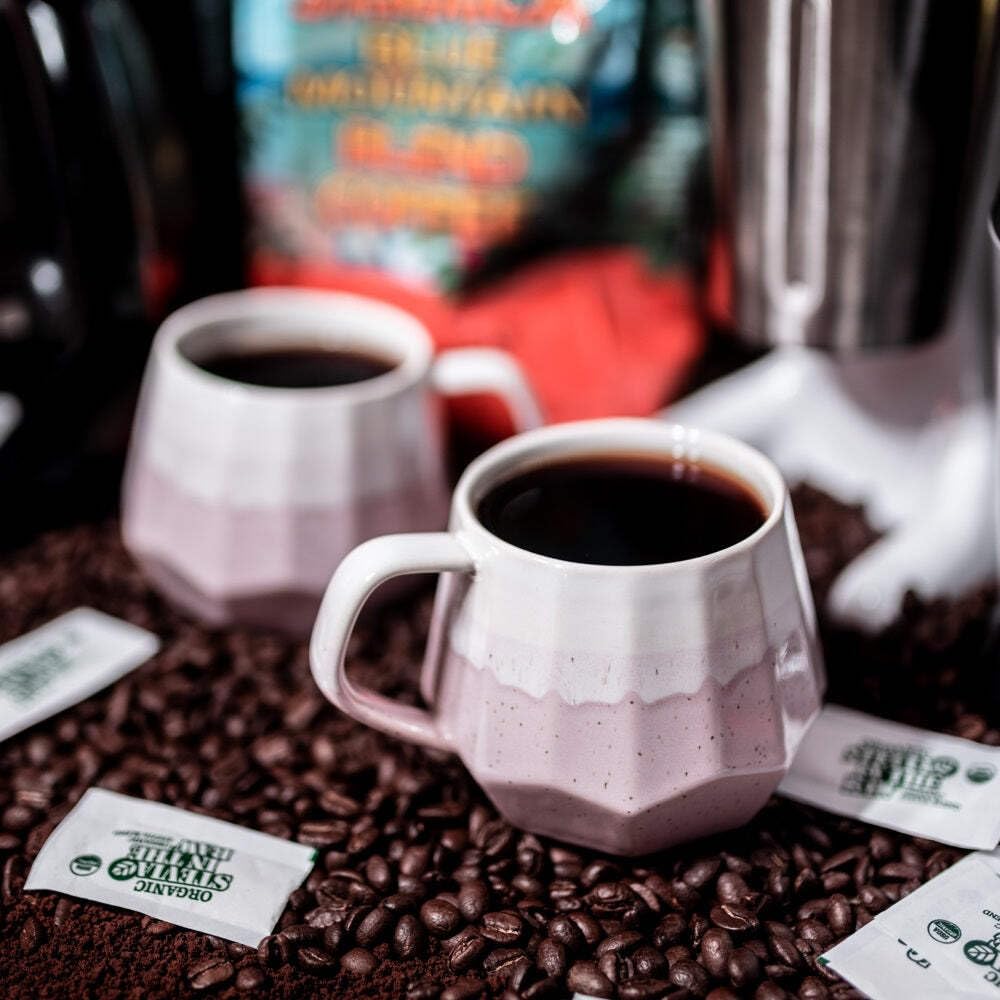 Homvare Taza de café de porcelana, taza de té, paquete de 4, 12 onzas, color negro