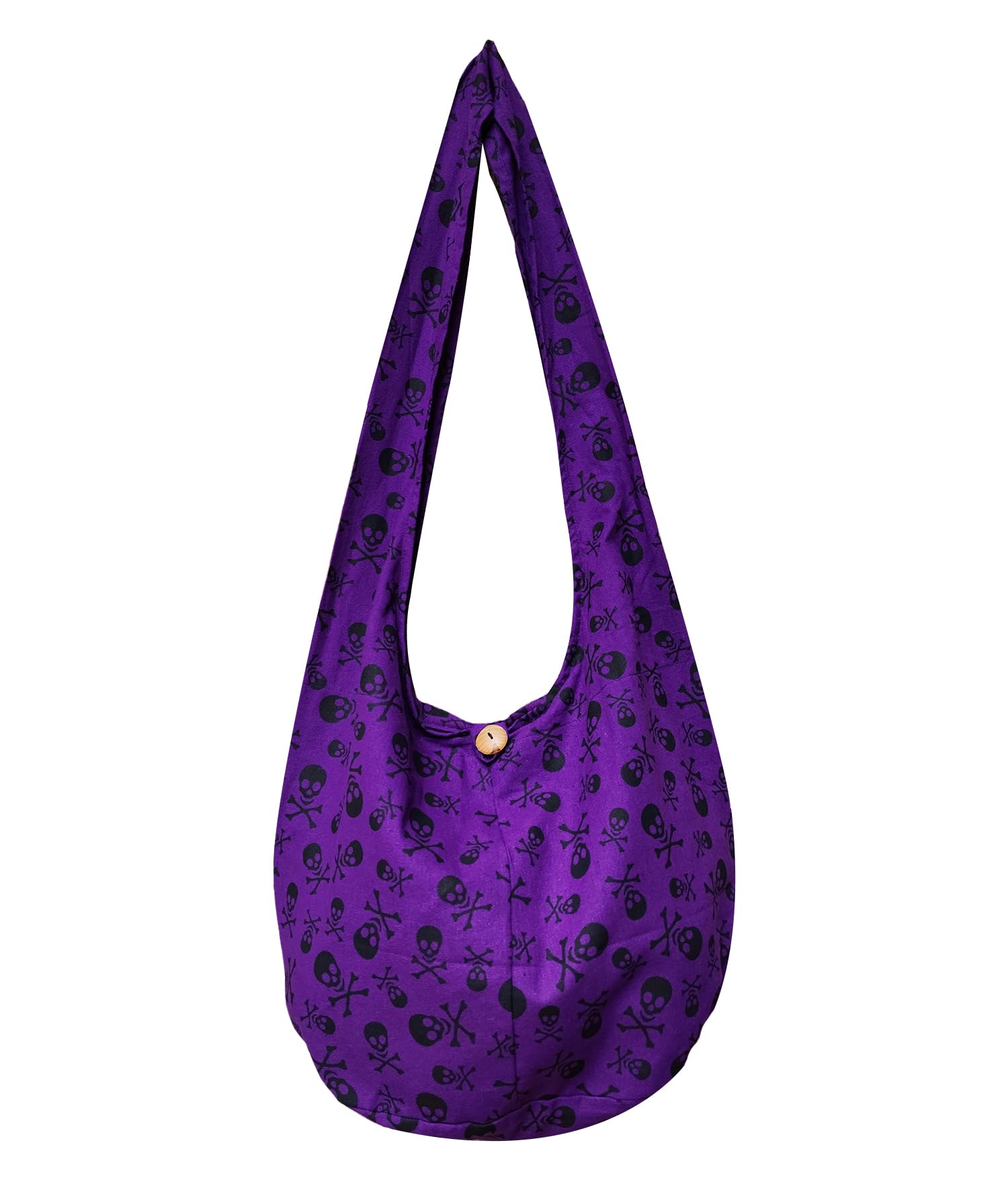 BTP! Skull Punk Rock Hippie Hobo Thai Cotton Sling Crossbody Bag Messenger Purse (Purple SK6)