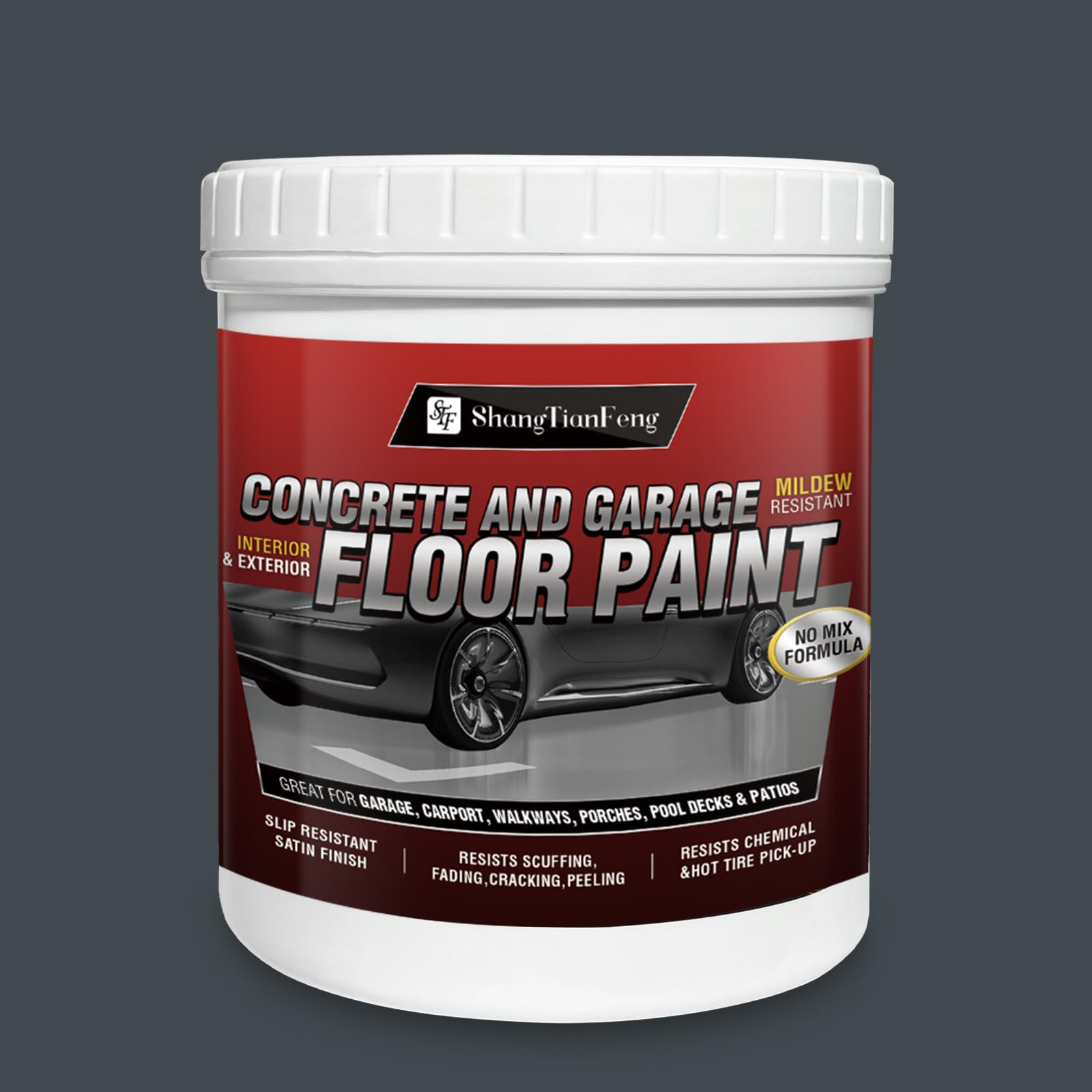 Professional Floor Paint Kit (Slate Dark Gray, 5 Gallon,800-1000 sq.ft) - Acrylic Concrete Coating for Garages &amp; Basements | Single Component Formula | Scratch Resistant &amp; Low VOC | Ready-to-Use