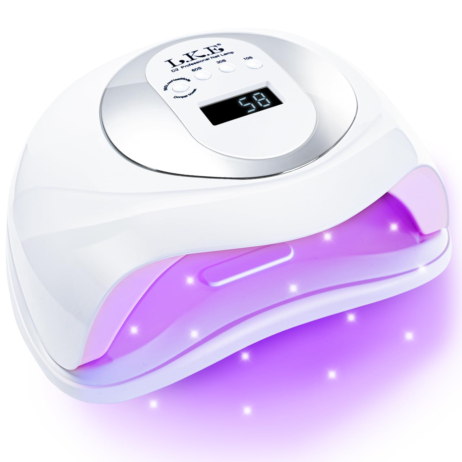 L.K.E UV Lampe für Gelnägel, 54W UV Lampe Nägel mit 3 Timer, LCD Display, Auto Sensor,Premium UV Lampe für Alle UV Gel Nagellack, Ideal für Anfänger und Profis,Festivalgeschenk (19 * 12-off White)
