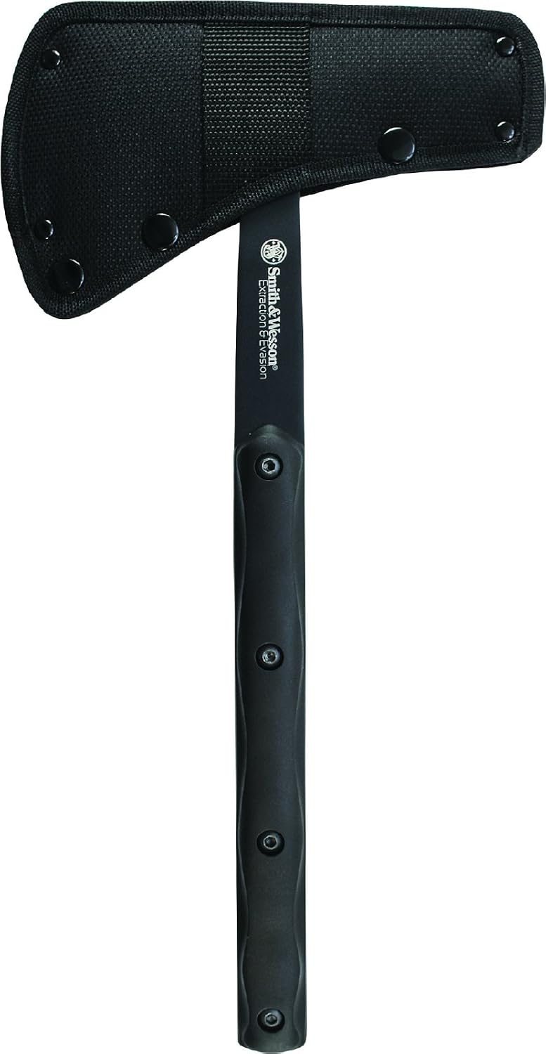 Smith & Wesson Extraction and Evasion SW671 15.9in Full Tang Tomahawk with a 3.9in Steel Blade and TPE Handle for Outdoor, Tactical, Survival and EDC