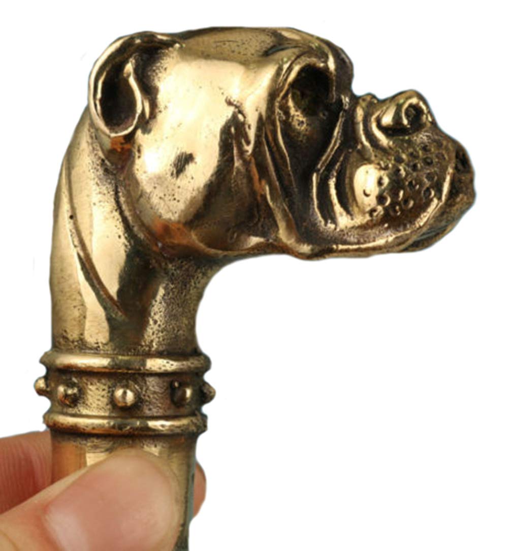 YUNHAOChinese Old Brass Handmade Carved dog Statue Cane Walking Stick Head