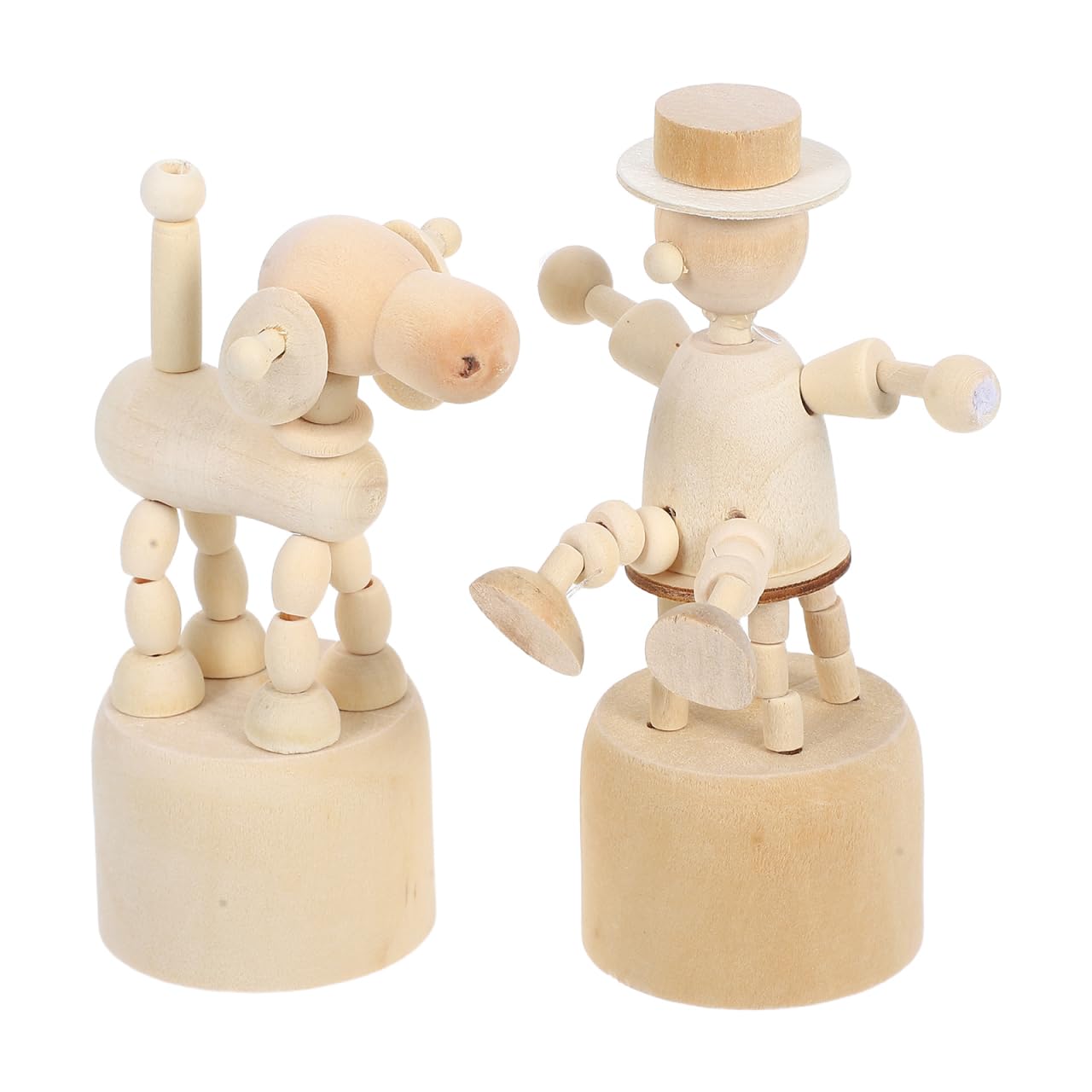 JOINPAYA 2Pcs Unfinished Wooden Animal Finger Puppets DIY Craft Kits for Creative Painting and Home Decoration Small Natural Wood Figures for Art Projects and Educational Play