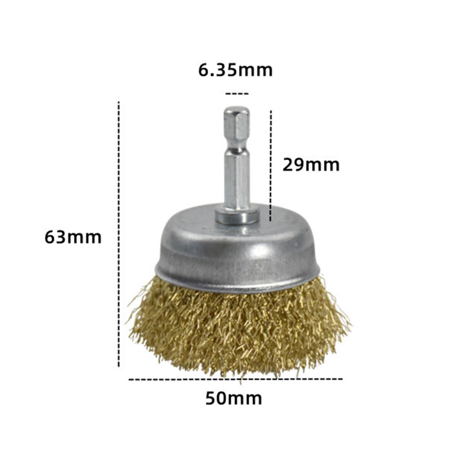 Szczotka druciana do szlifierki kątowej koło druciane ze stali nierdzewnej 50 mm / 2 cale z sześciokątnym uchwytem 6,35 mm / 0,25 cala do gratowania, polerowania, szczotkowania, kształt miski, 30 szt