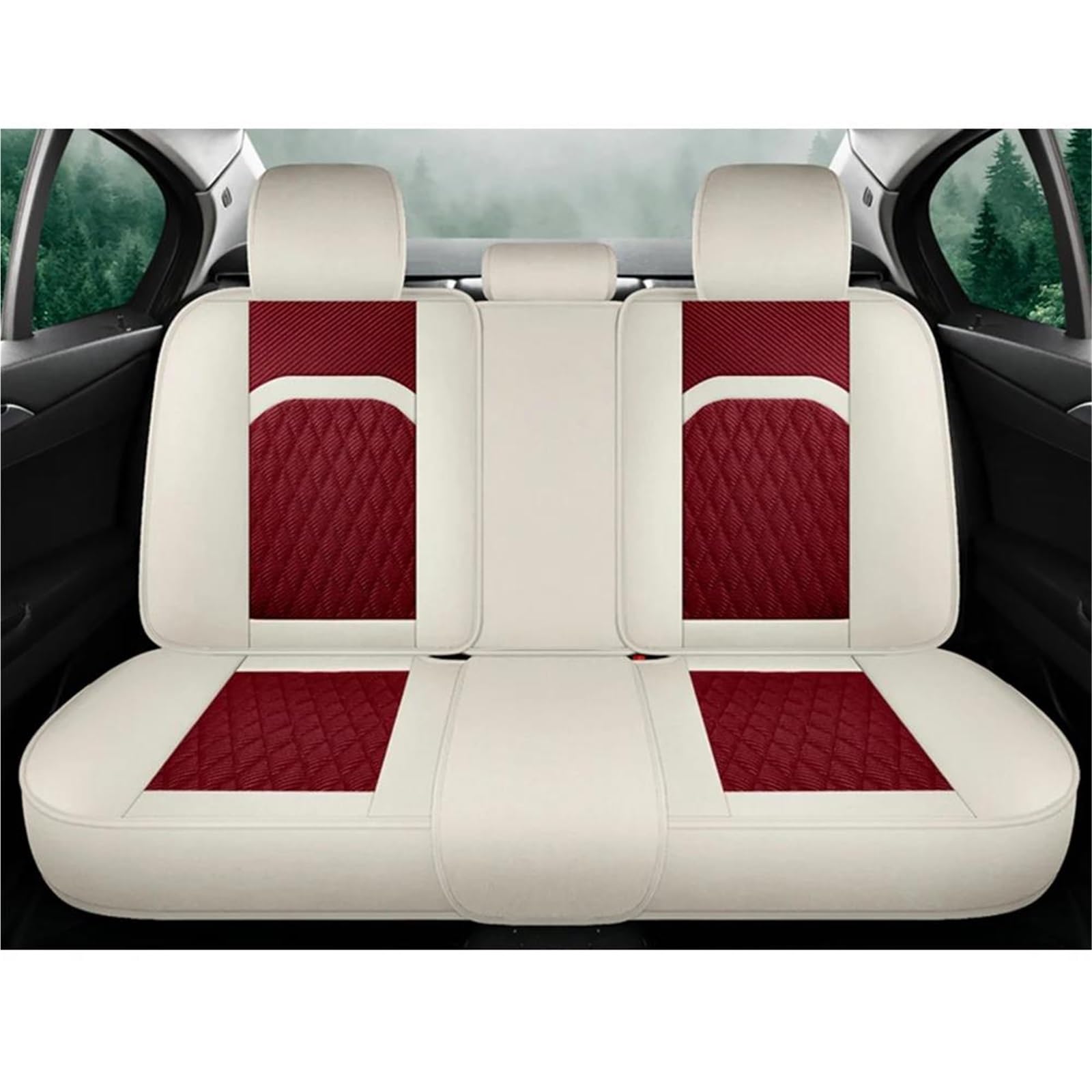 Sitzbezügesets Universal Full Set Autositzbezüge Für Suzuki Für Swift Für Samurai Für Grand Für Alto SX4 Für Vitara Für Liana Auto-Sitzbezüge(Wine Red Rear)