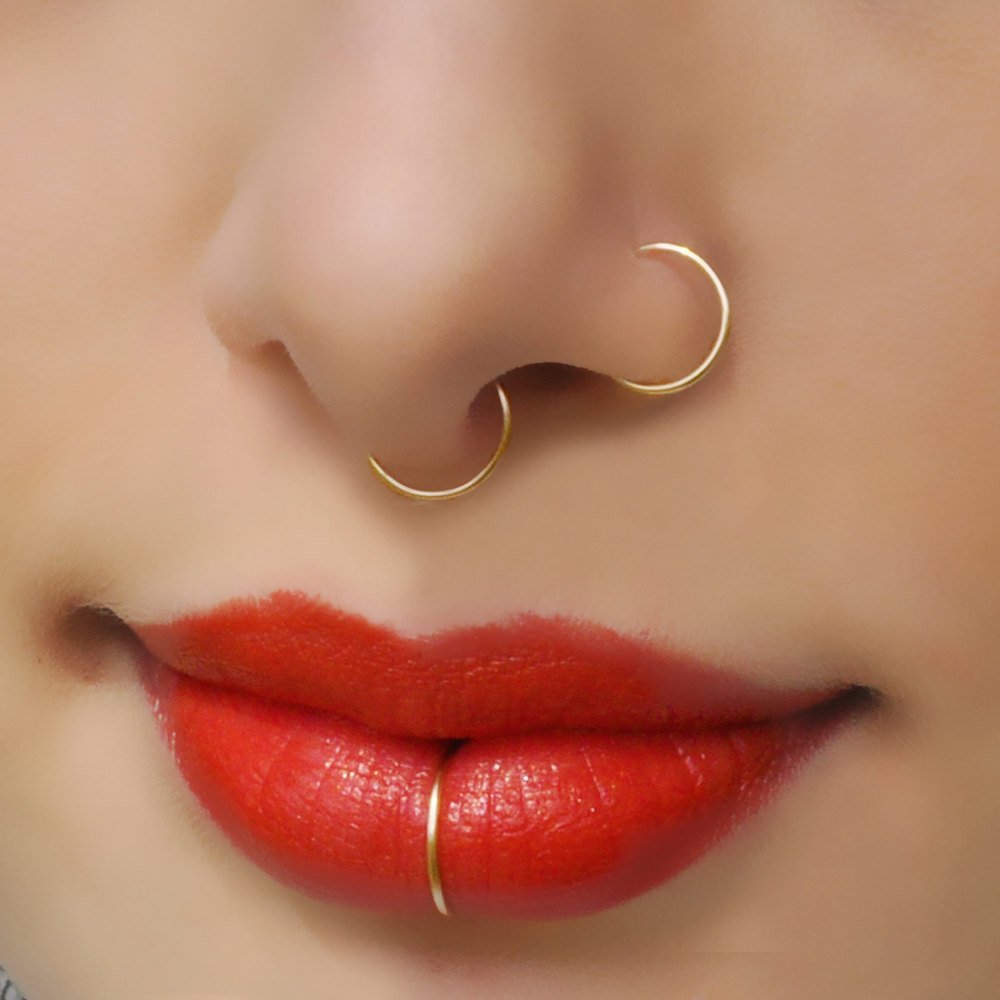 Briana Williams 6piezas Fake Anillo de la nariz Aro Septum Tragus Cartílago Pendiente Aro Piercing 22G 20G 18G 16G 6/8/10/12mm Acero inoxidable Faux Joyería Piercing — view 6