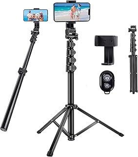67 inch Phone Tripod, Extendable Selfie Stick Tripod with Remote, Portable Cell Phone Tripod Stand, Lightweight Travel Tripod, Compatible with iPhone Samsung Galaxy