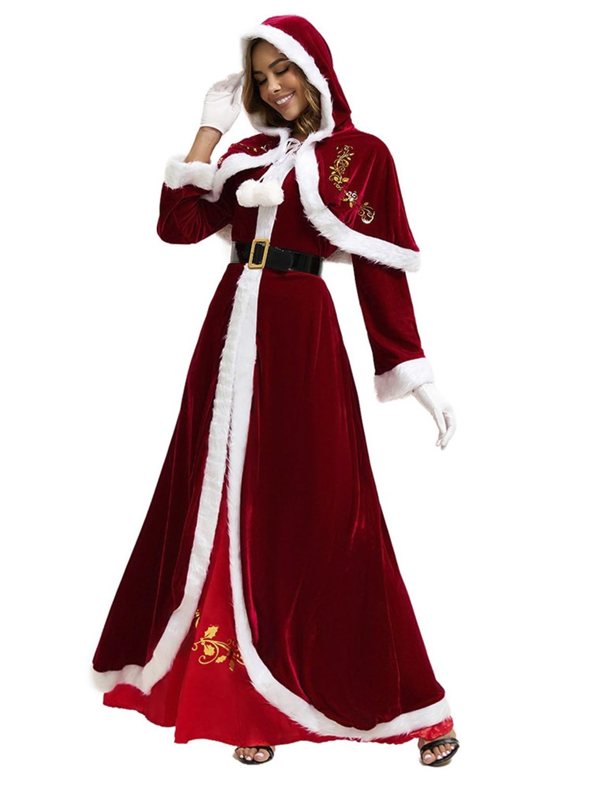 Kostium Świętego Mikołaja dla dorosłych, luksusowy czerwony aksamit, idealny na imprezy i cosplay