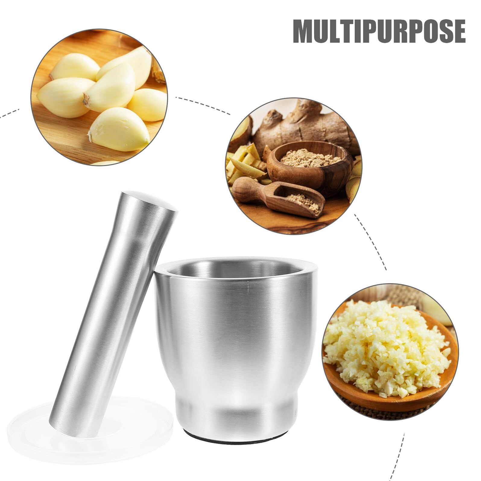 Uonlytech Knoblauch Stampfer Edelstahl für Haushalt Zerkleinerer für Knoblauch und Tabletten Knoblauchpresse aus Robustem Material Leicht zu Reinigen