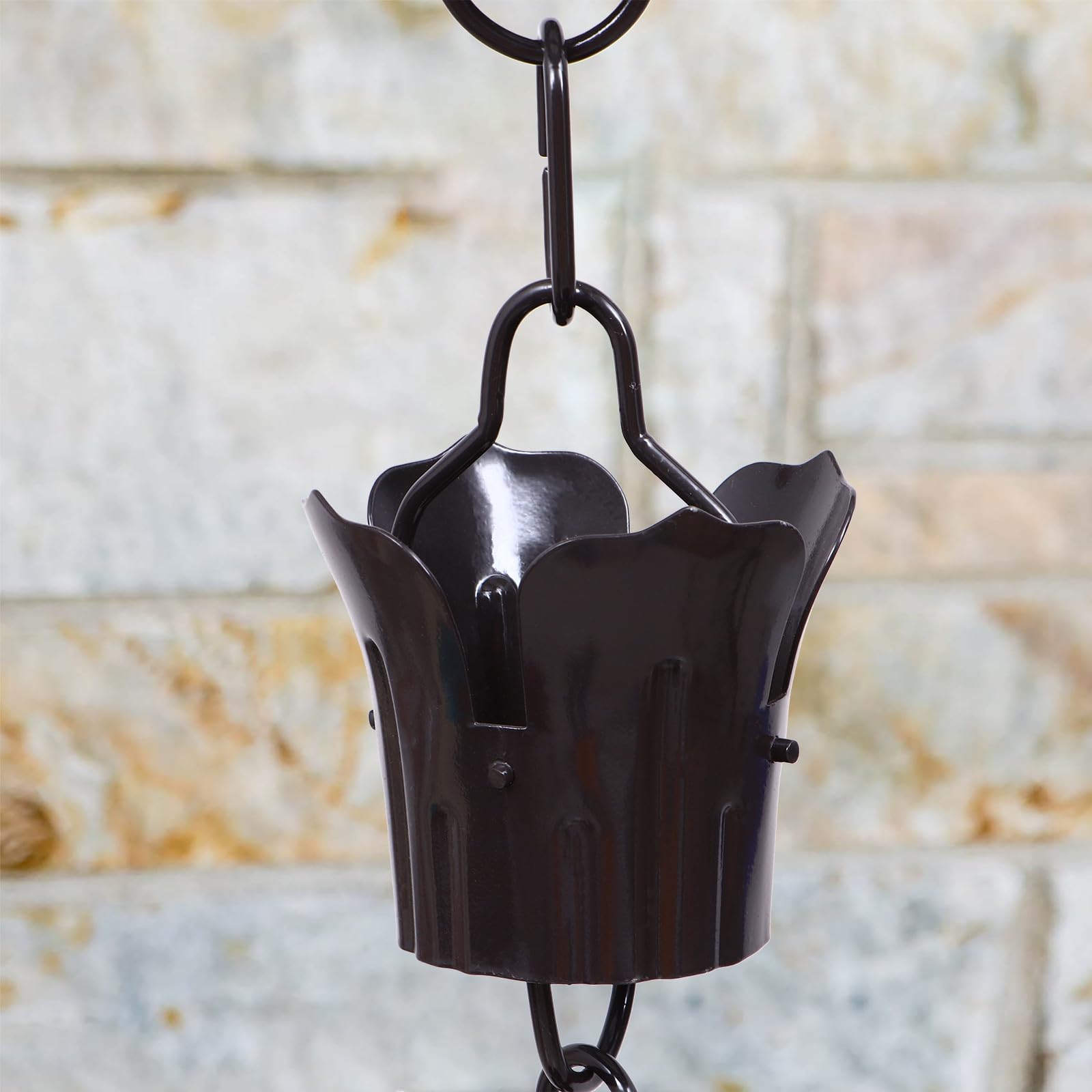Kupfer Regenkette Schwarz für Garten und Dachrinne, Dekorativ