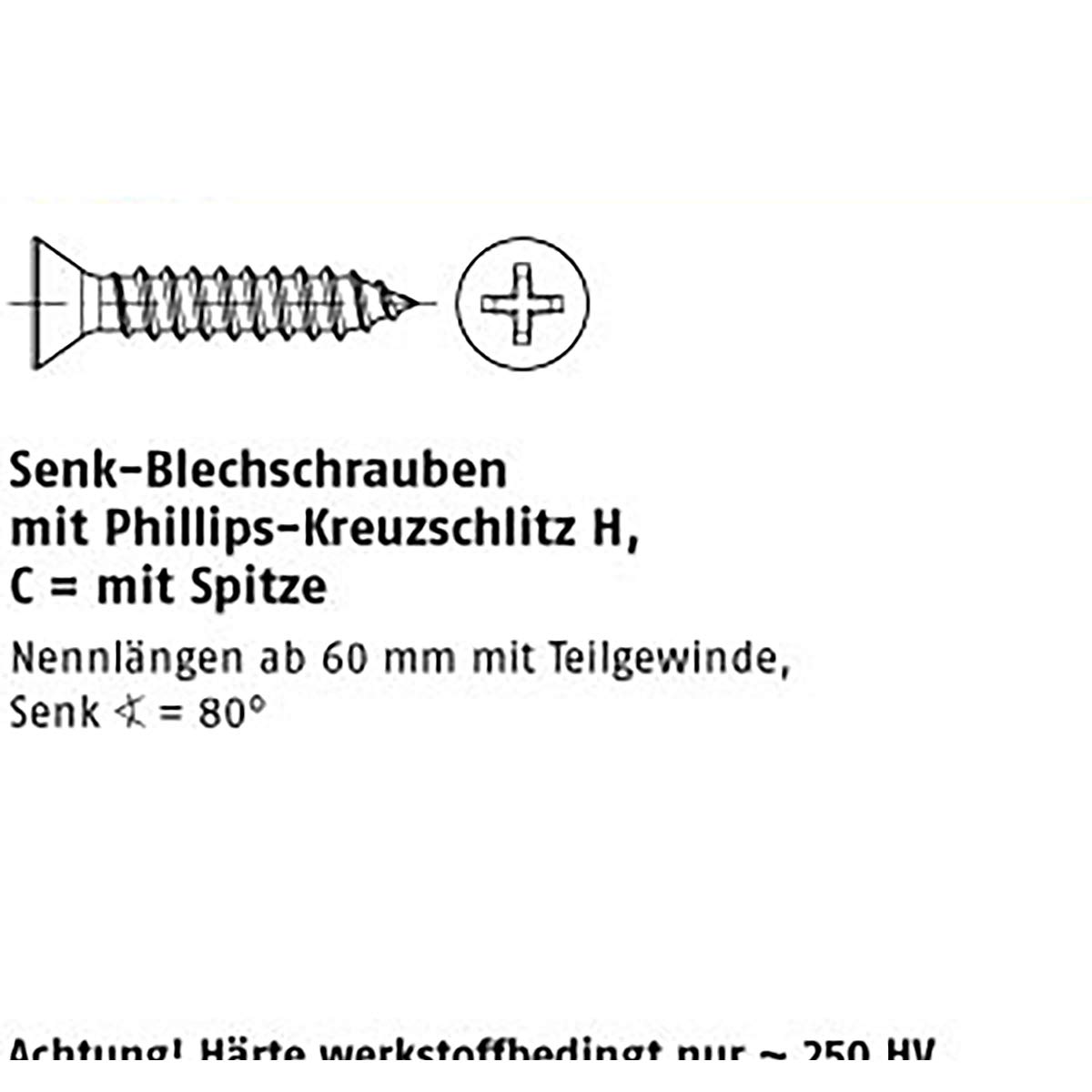 Vis en tôle ISO 7050 A2 5,5x32 mm tête fraisée bombée pour fixations durables, boîte de 250 pièces