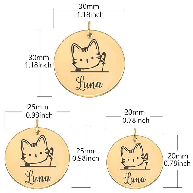 Foto 3 de 4 de Etiquetas De Identificación De Gato Personalizadas,Espejo Antipérdida,Placas De Nombre Para Mascotas,Grabado…