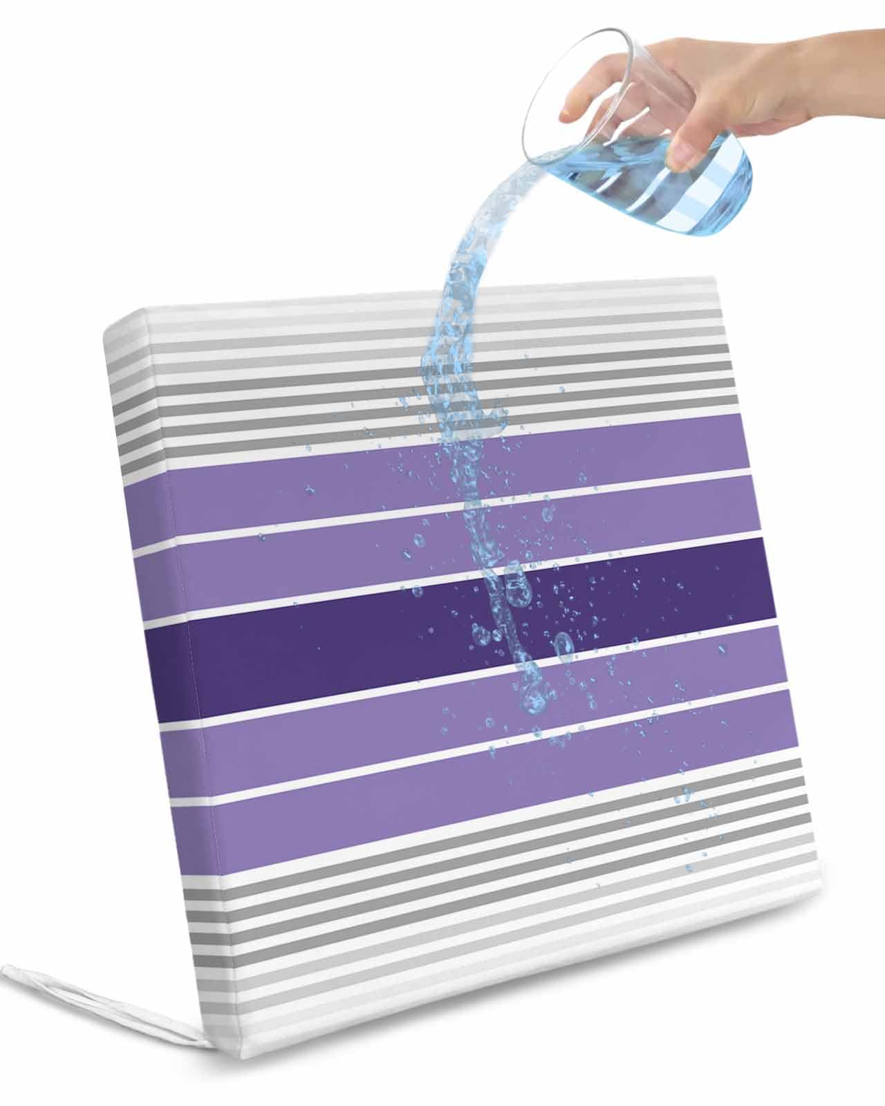 2 Pack Purple Ombre Stripes Waterproof Cushion Covers with Ties, Outdoor Patio Chaise Lounge Chair Seat Cushion Slip Covers Replacement(Only Cover) Minimalist Gradient Lines Texture 22