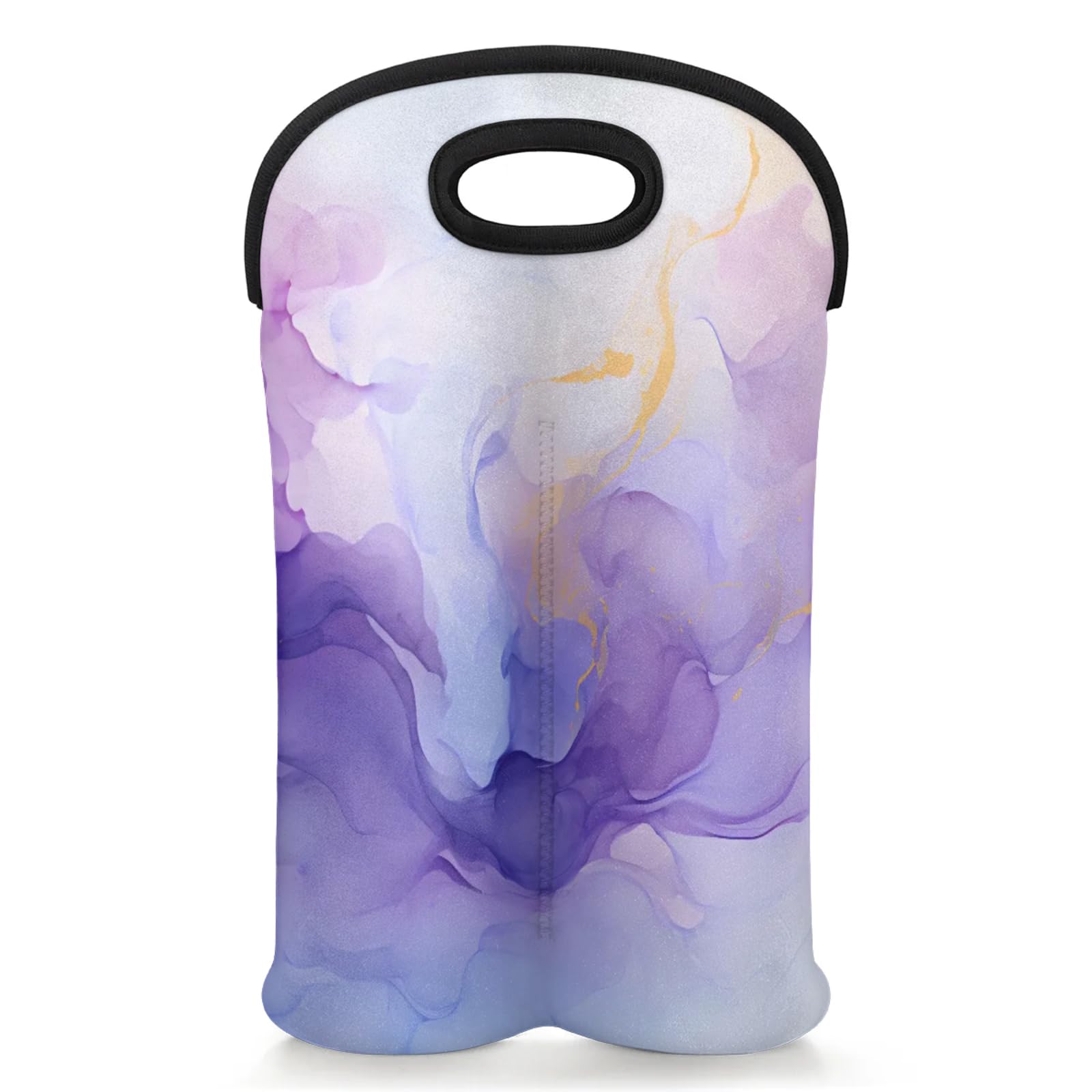 GzLeyigou 2 Bottles Purple Abstract Gradient Wine Bag Sleeve Totes Neoprene Protective Wine Carrier Bag for Wine,Water, Champagne, Beer, Baby Bottles,Gift 14.5 x 10 Inches