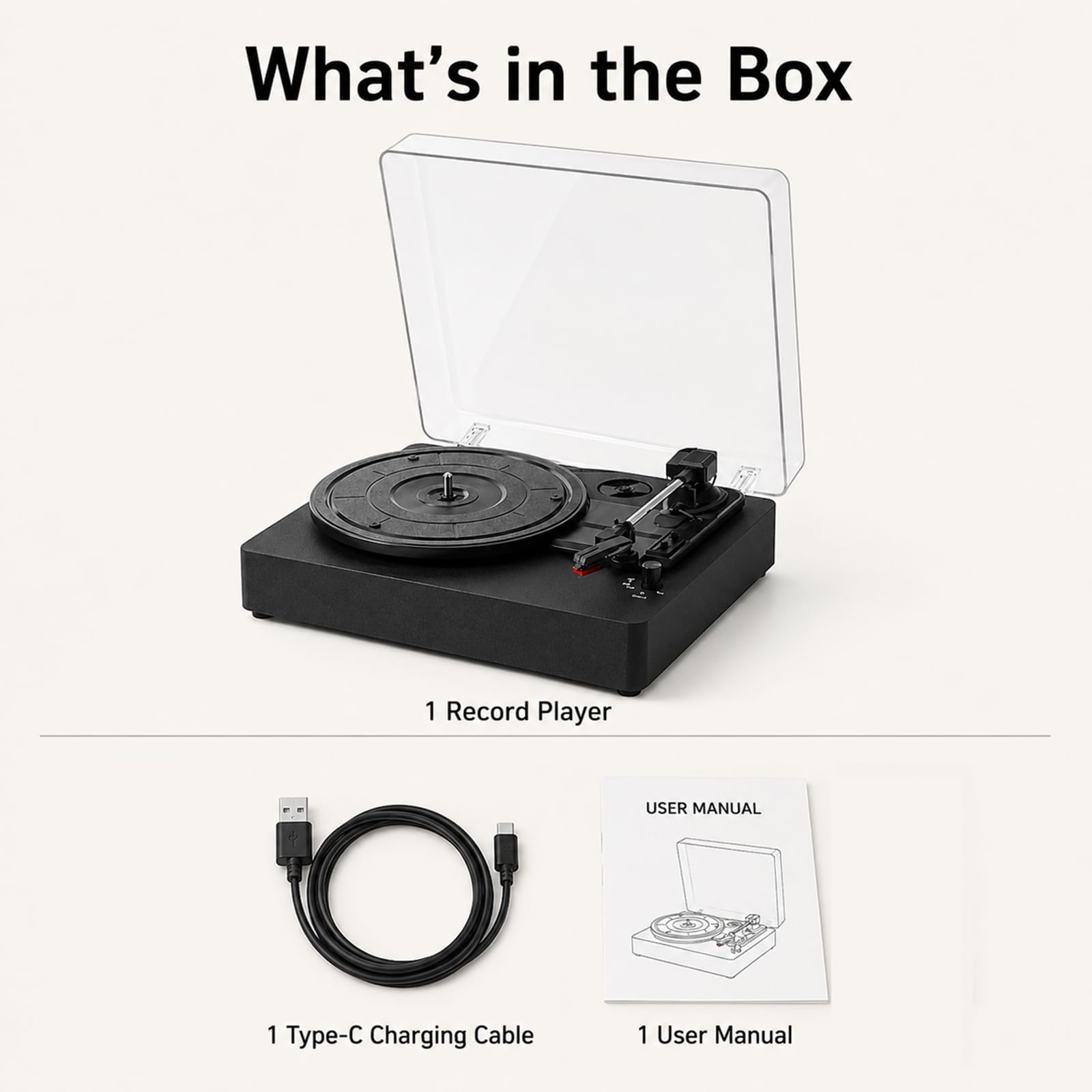 Platine Vinyle Bluetooth avec Haut-parleurs intégrés et Batterie