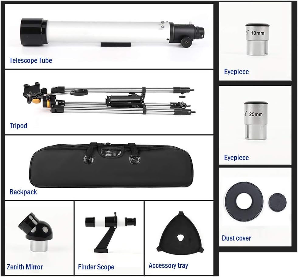 YXCKG AZ Astronomy Telescopes, 70mm Night Vision Scope Getting Started Stargazing Telescope, Telescopes for Adults, Magnification Eyepieces, Beginners Gifts (Size : Set B)