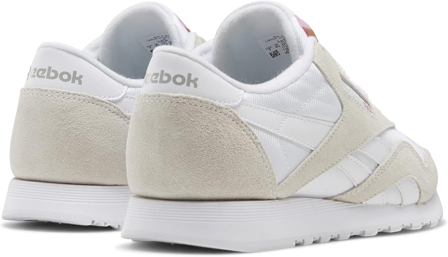 Reebok Women's Classic Nylon Casual Shoes White/White/Light Grey 6.5