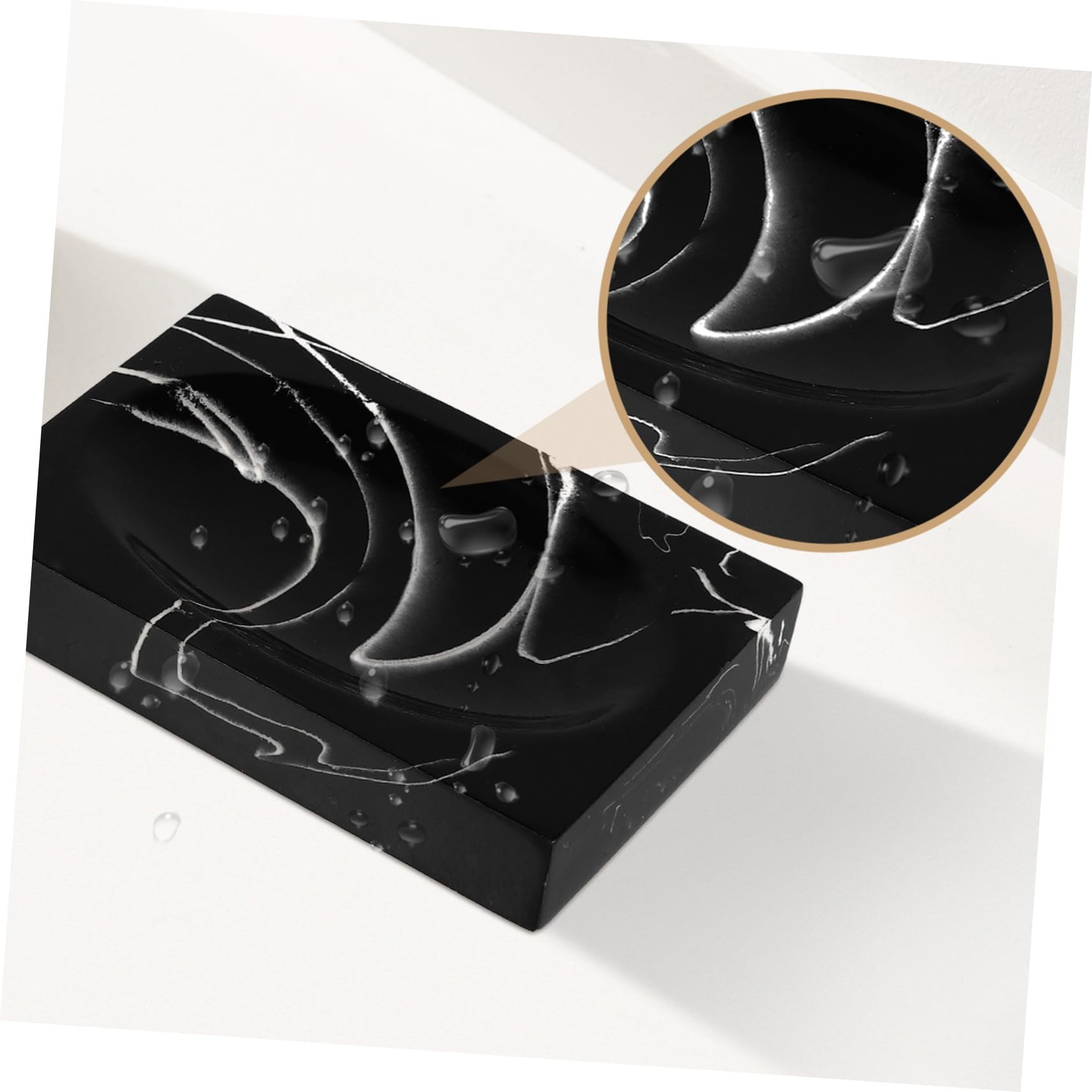 SOIMISS Juego de Accesorios de Baño Resina Negra 5 Piezas Efecto Mármol Fácil de Limpiar, Soporte para Cepillos, 2 Vasos y Jabonera