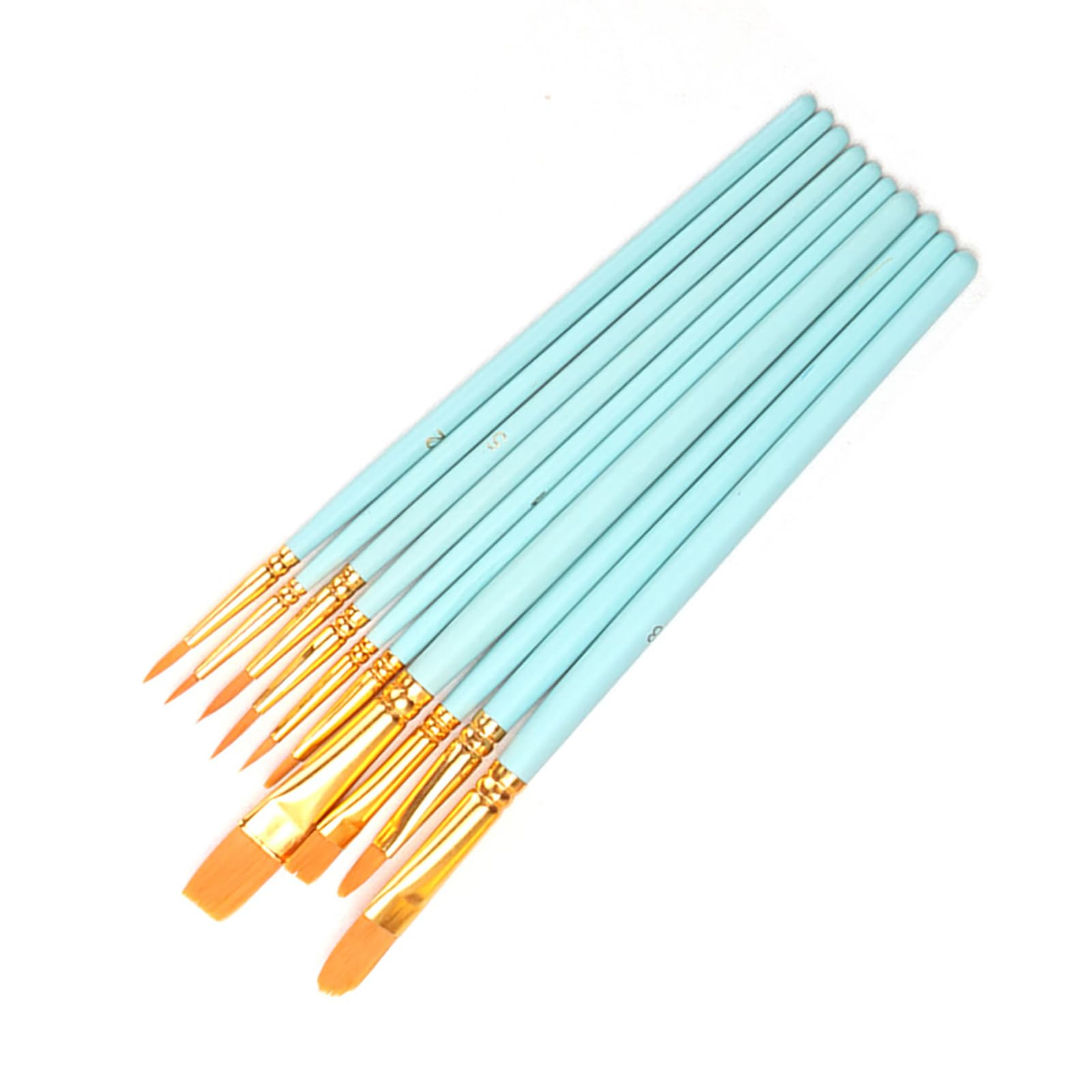 Lot de 10 pinceaux en Nylon pour Peinture Acrylique, Gouache, Huile, Peinture à l'huile, pour Artistes débutants, Bleu