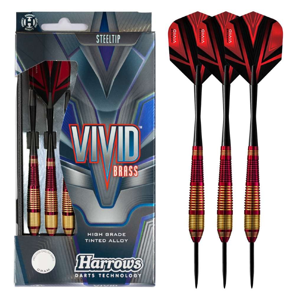 Harrows Vivid Darts - Steel Tip Brass - Red - 24g