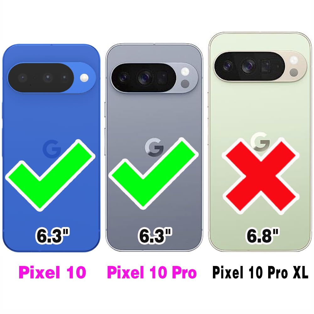 Asuwish Custodia per telefono per Google Pixel 10/10 Pro 5G Portafoglio con cerniera magnetica rimovibile con pellicola protettiva in vetro temperato e porta carte di credito cellulare Pixel10 10Pro