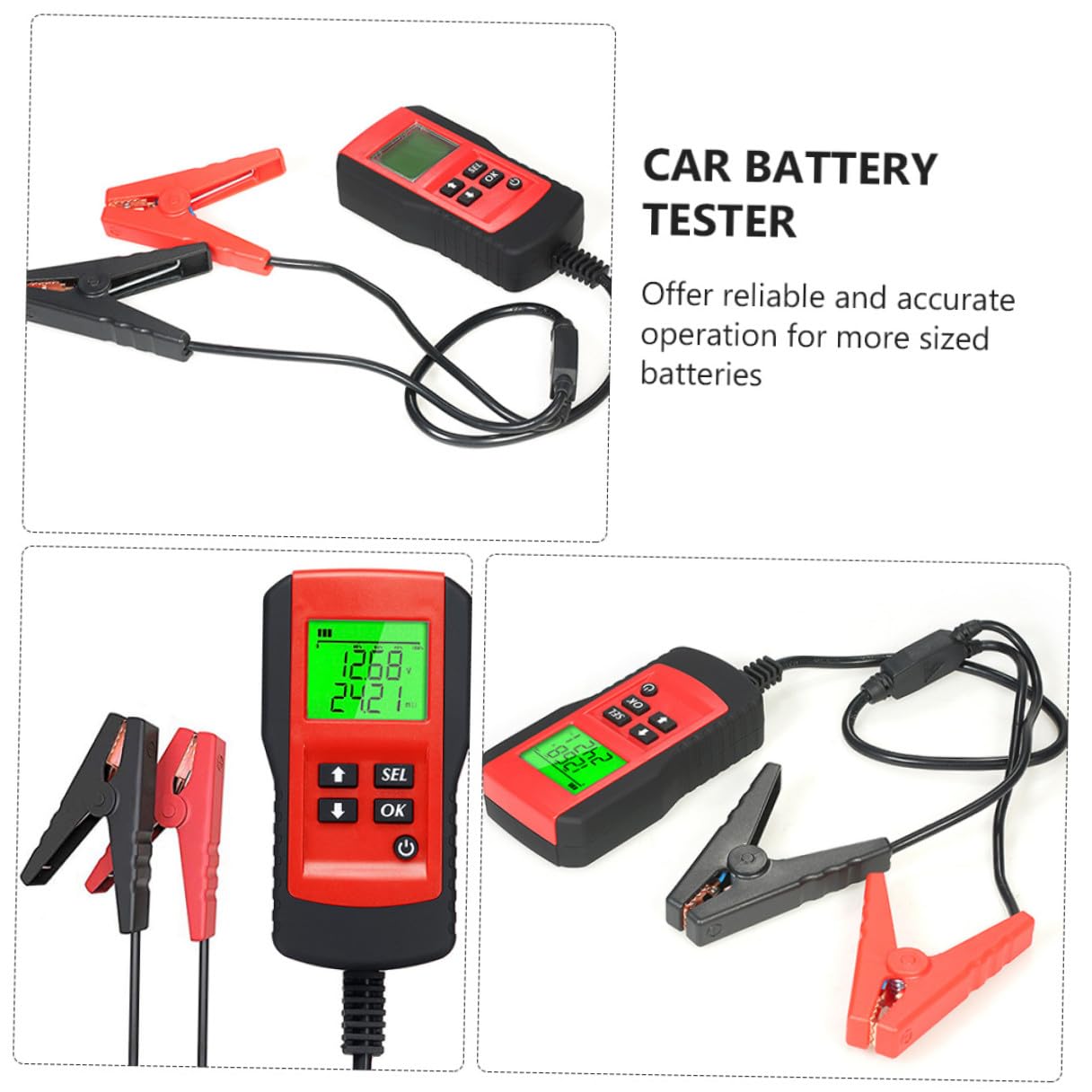 HEMOTON Tester per Batteria Auto Digitale 12V Display Durata Batteria, Funzionamento Affidabile e Accurato, Materiale ABS e Rame, Adatto per Veicoli Passeggeri