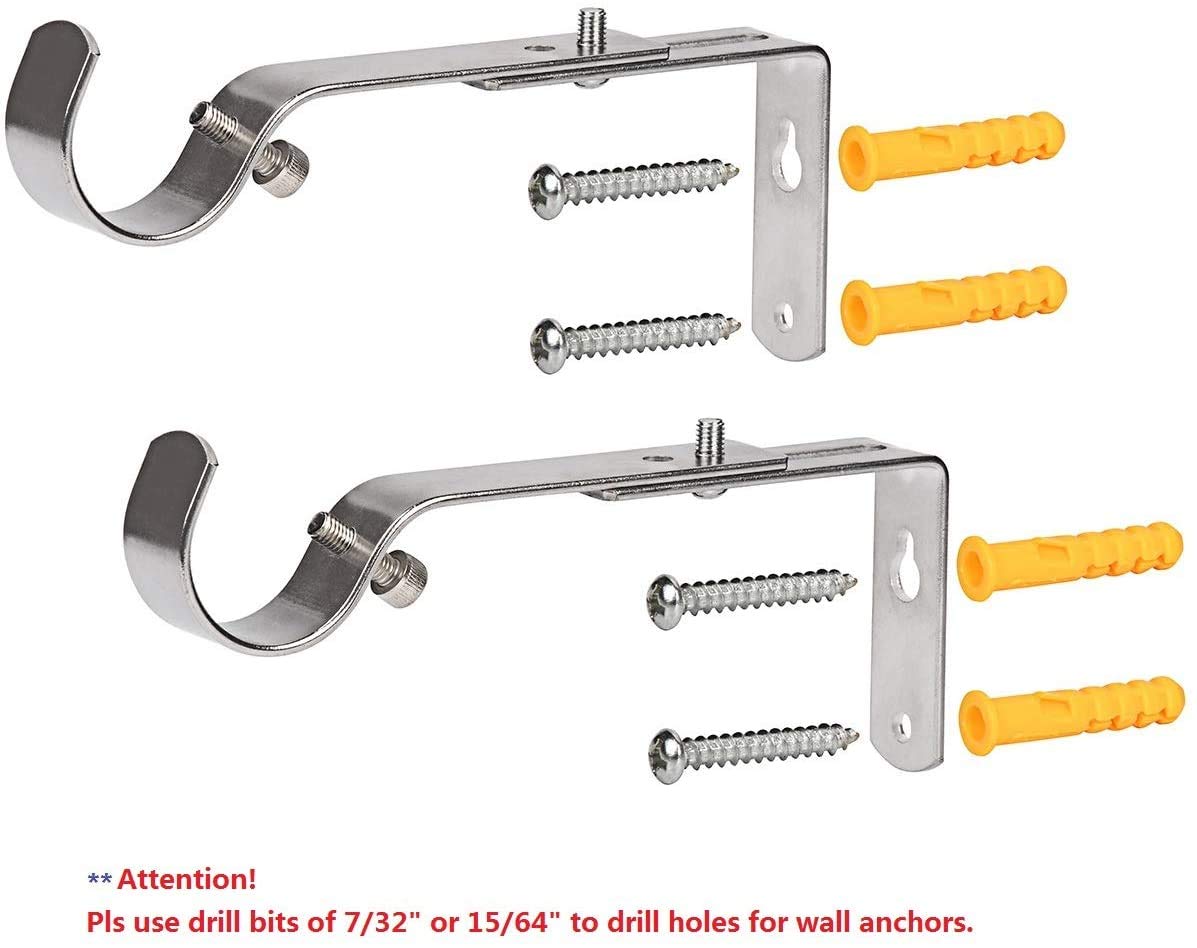 Staffa Regolabile Per Aste Tende In Nichel Satinato – Adatta Per Aste Da 1'' O 1-1/8'' – Set Da 2, Regolabile Da 11 A 14,7 Cm, Viti Incluse