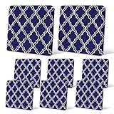 pickyNproud 8Pcs Patio Cushion Covers Stretch Outdoor Couch Cushions Slipcovers Replacement Washable Furniture Protector with Elastic Bottom Sofa Chair Seat Cover, Deep Blue