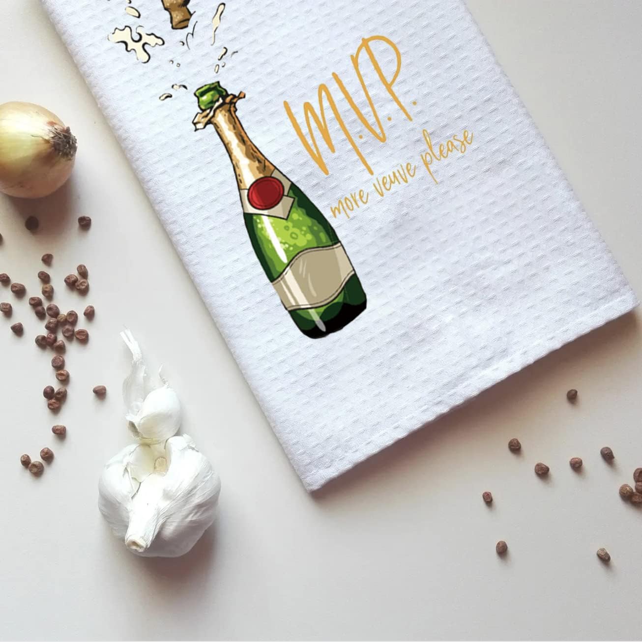 TSOTMO Funny Champagne Lover Gift Home Champagne Bar Decor Champagne Themed Flour Sack Kitchen Towel Dish Towel (MVP Towel) - Image 3